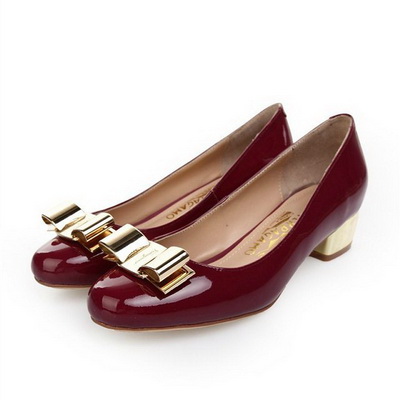 Ferragamo Shallow mouth Block heel Shoes Women--037
